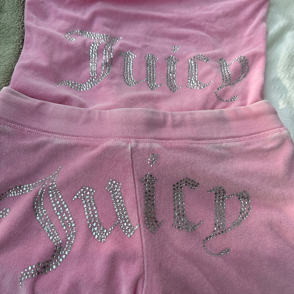 Terry towel Juicy Couture track set with bling in Sold out color hot hot